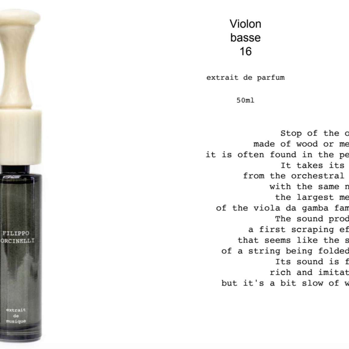 Violon Basse 16 - Filippo Sorcinelli - INDIEHOUSE modern fragrances